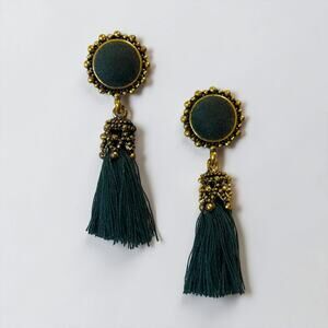 Vintage Women Velvet Green Earrings